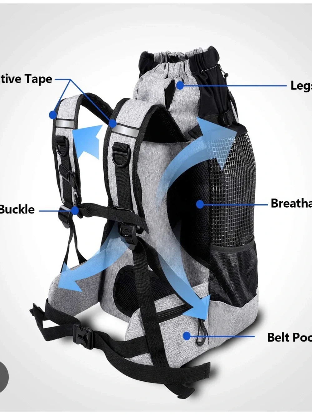 Gray and Black Small Pet Carrier Backpack